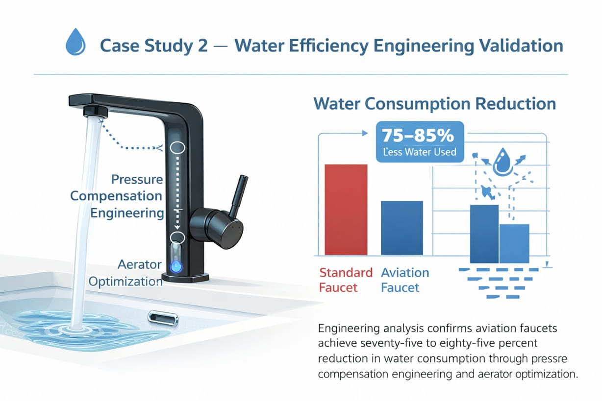 Aviation faucet water efficiency engineering validation installation