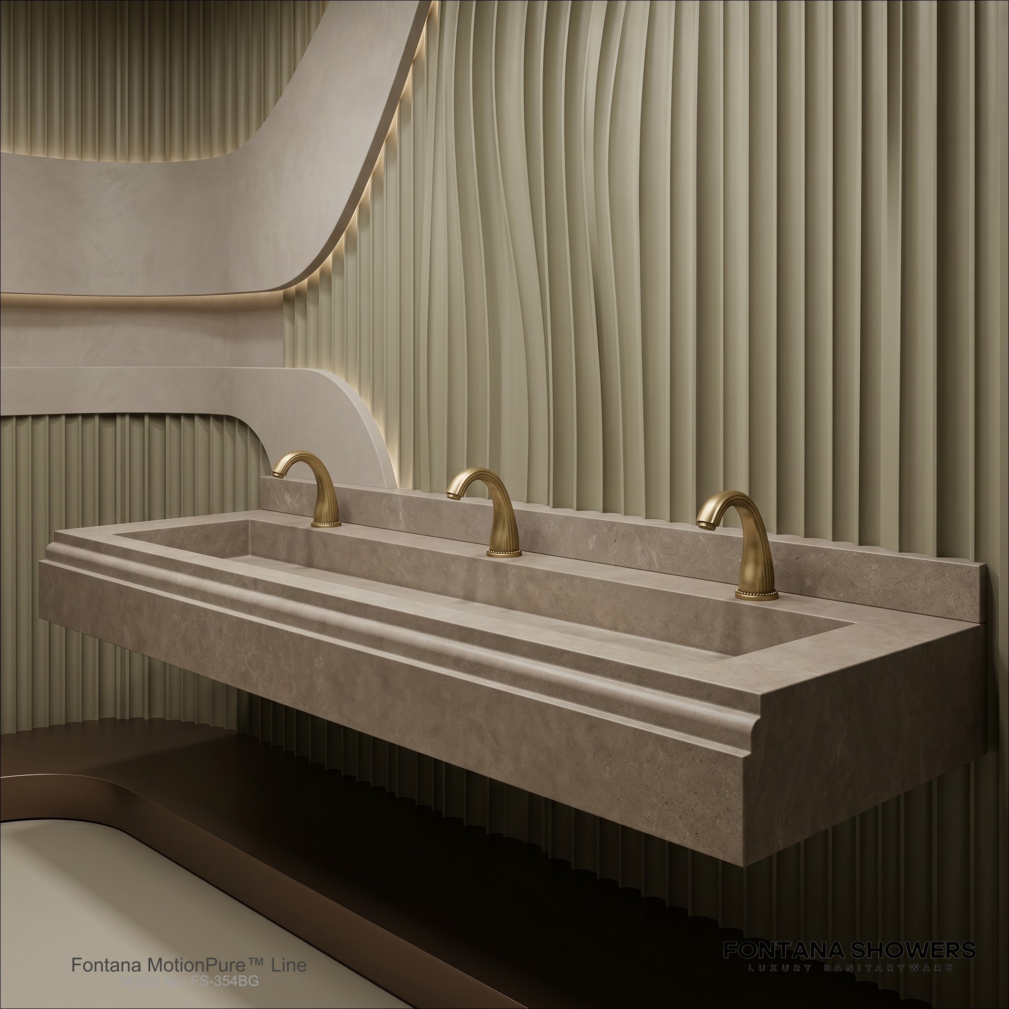 Airport restroom touchless faucet system with modern counter and passenger hygiene focus