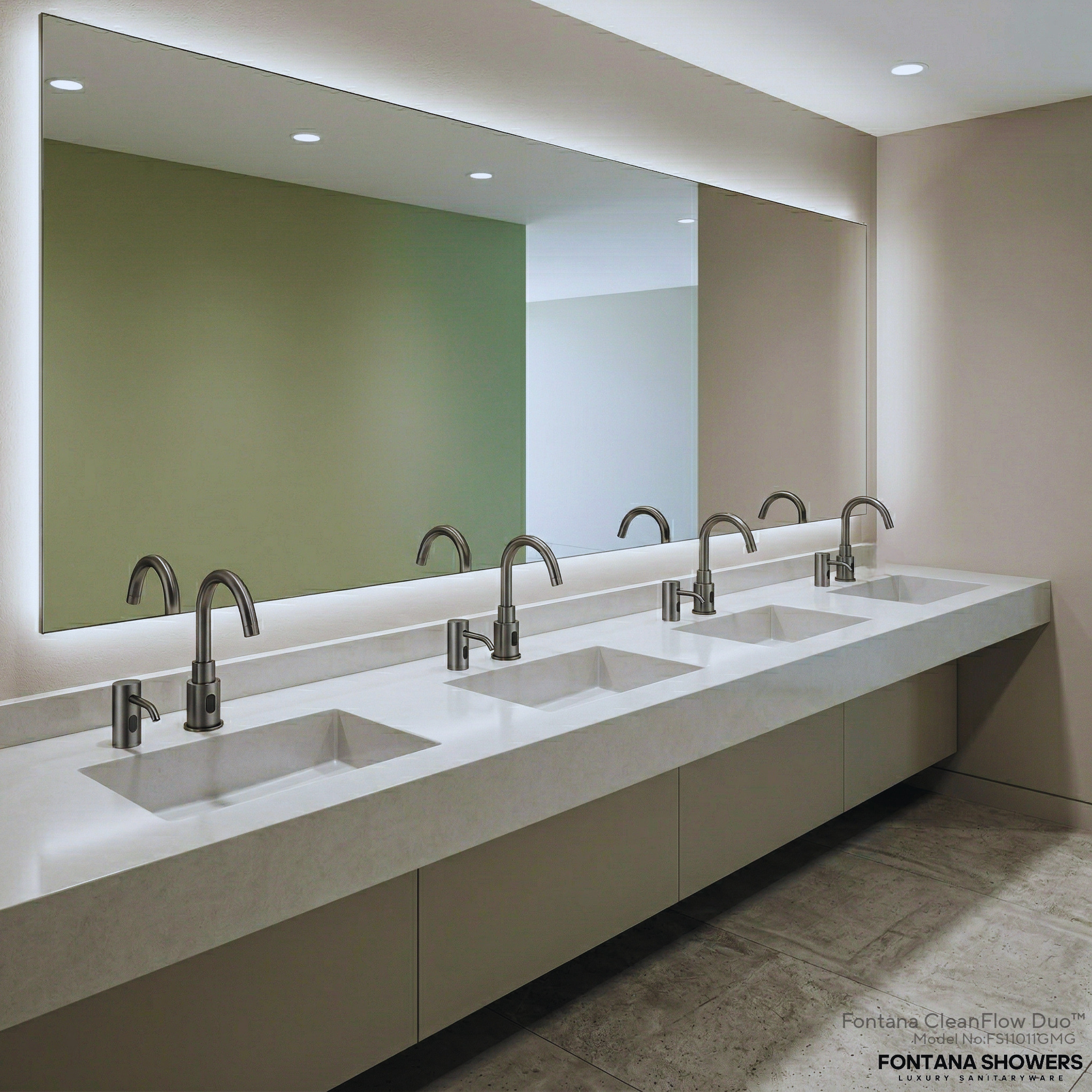 Smart facility service interface representing passenger feedback and connected restroom response in airports