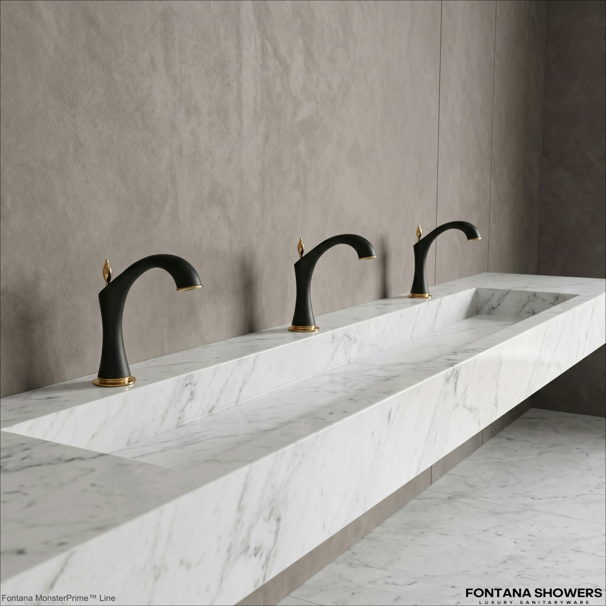 Modern airport restroom sink bank with multiple sensor faucets and bright passenger-friendly design