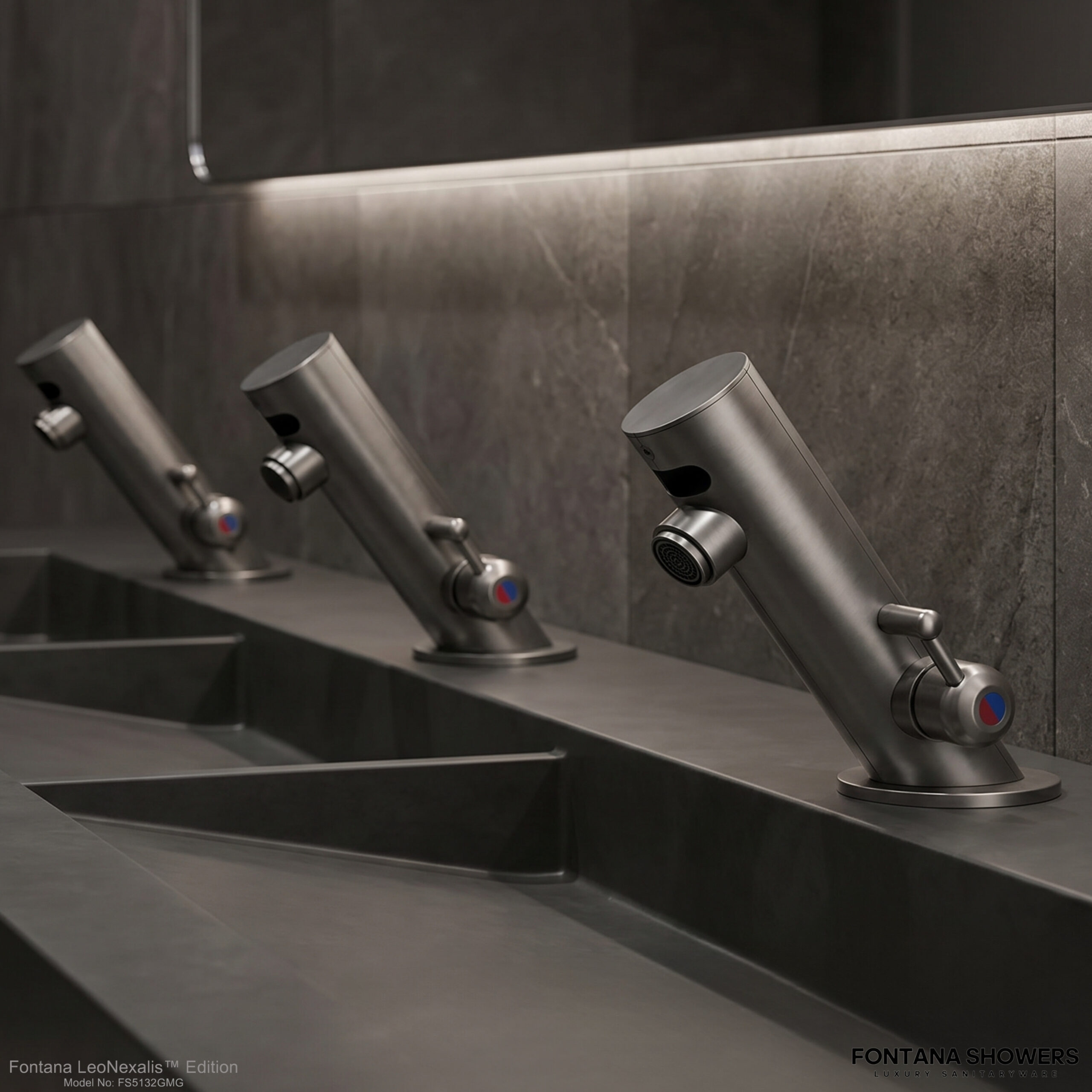 LAX airport smart restroom with sink area and restroom fixture monitoring environment