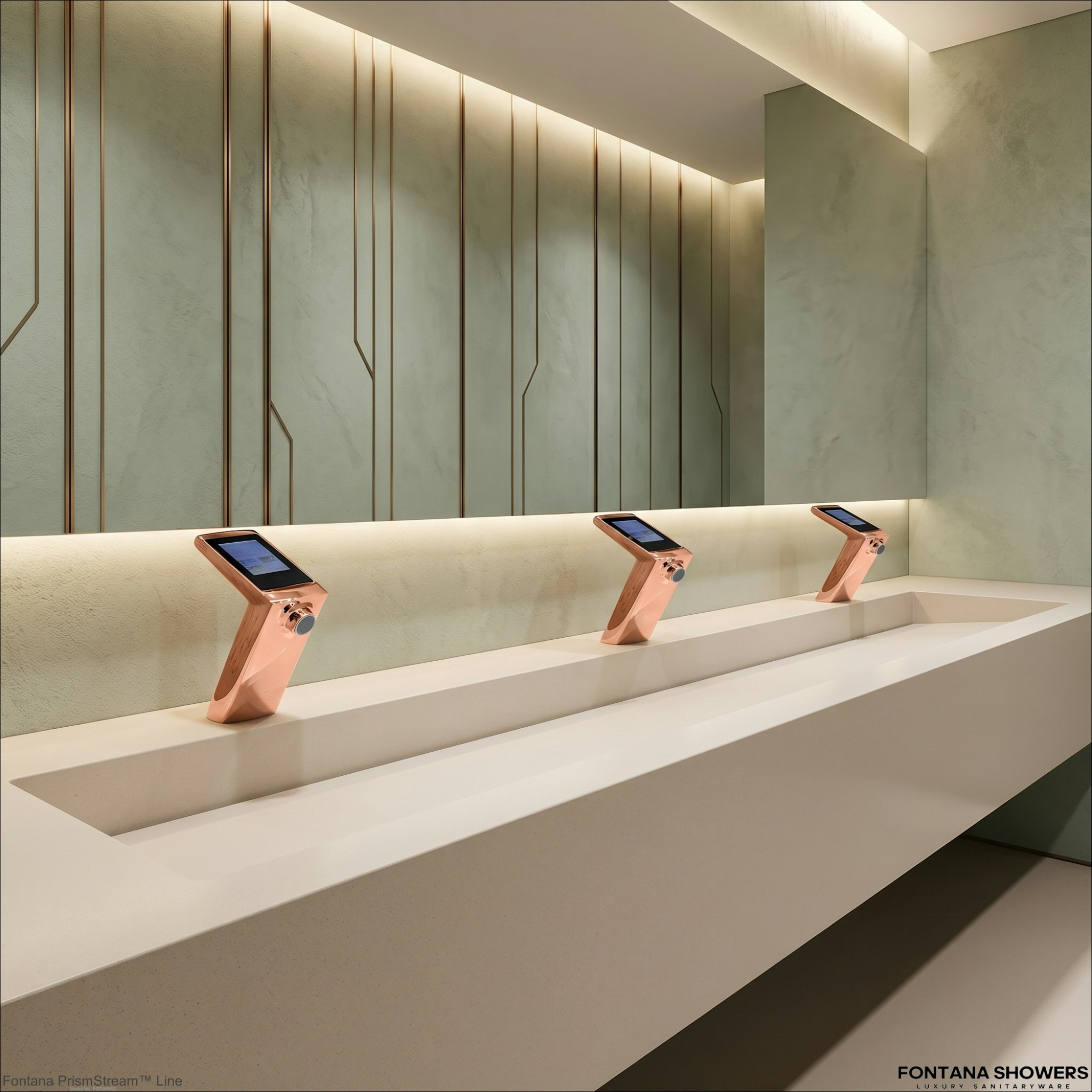Airport private restroom spa interior with luxury faucet system and stone surfaces