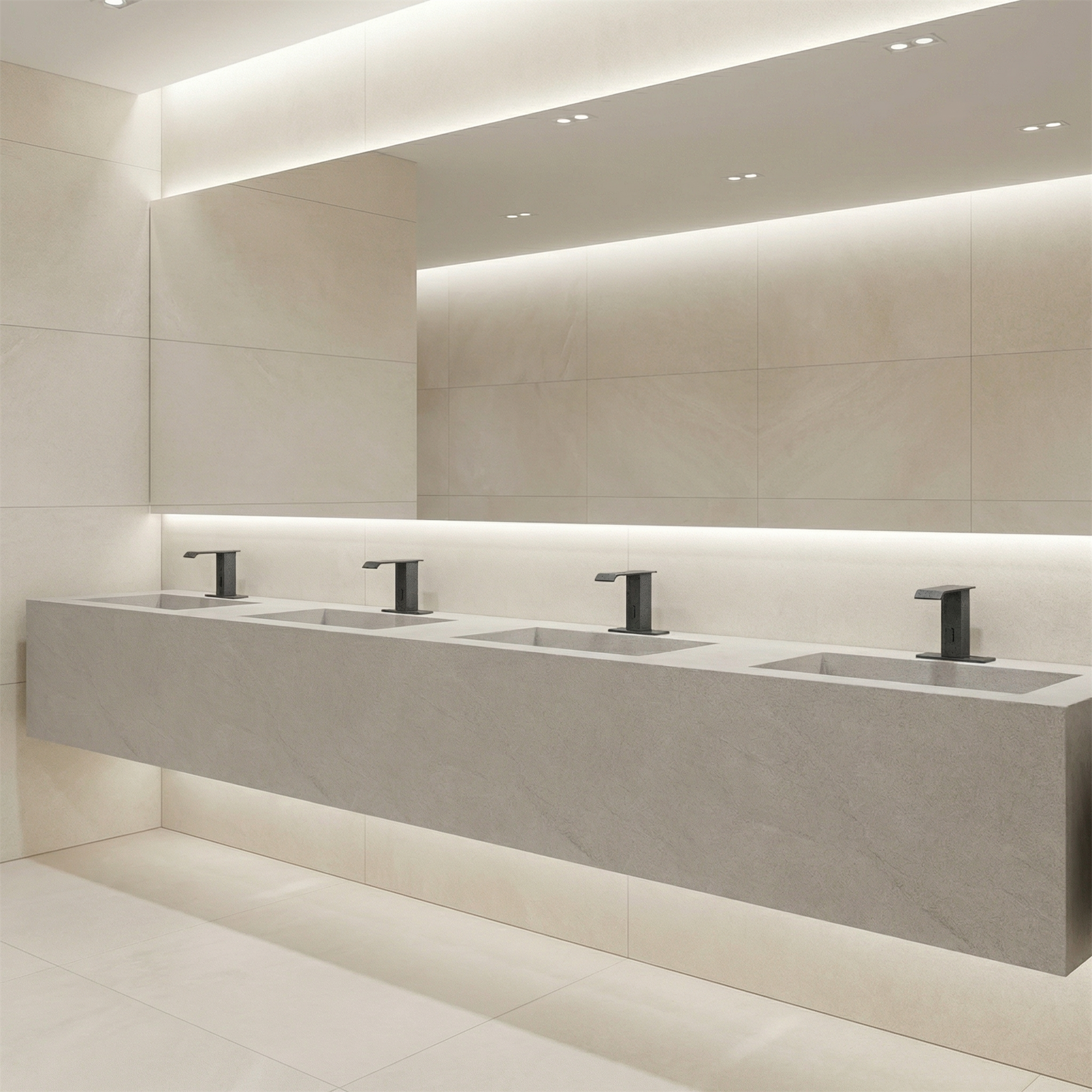 ADA-focused commercial restroom touchless faucet with sensor activation and accessible sink area