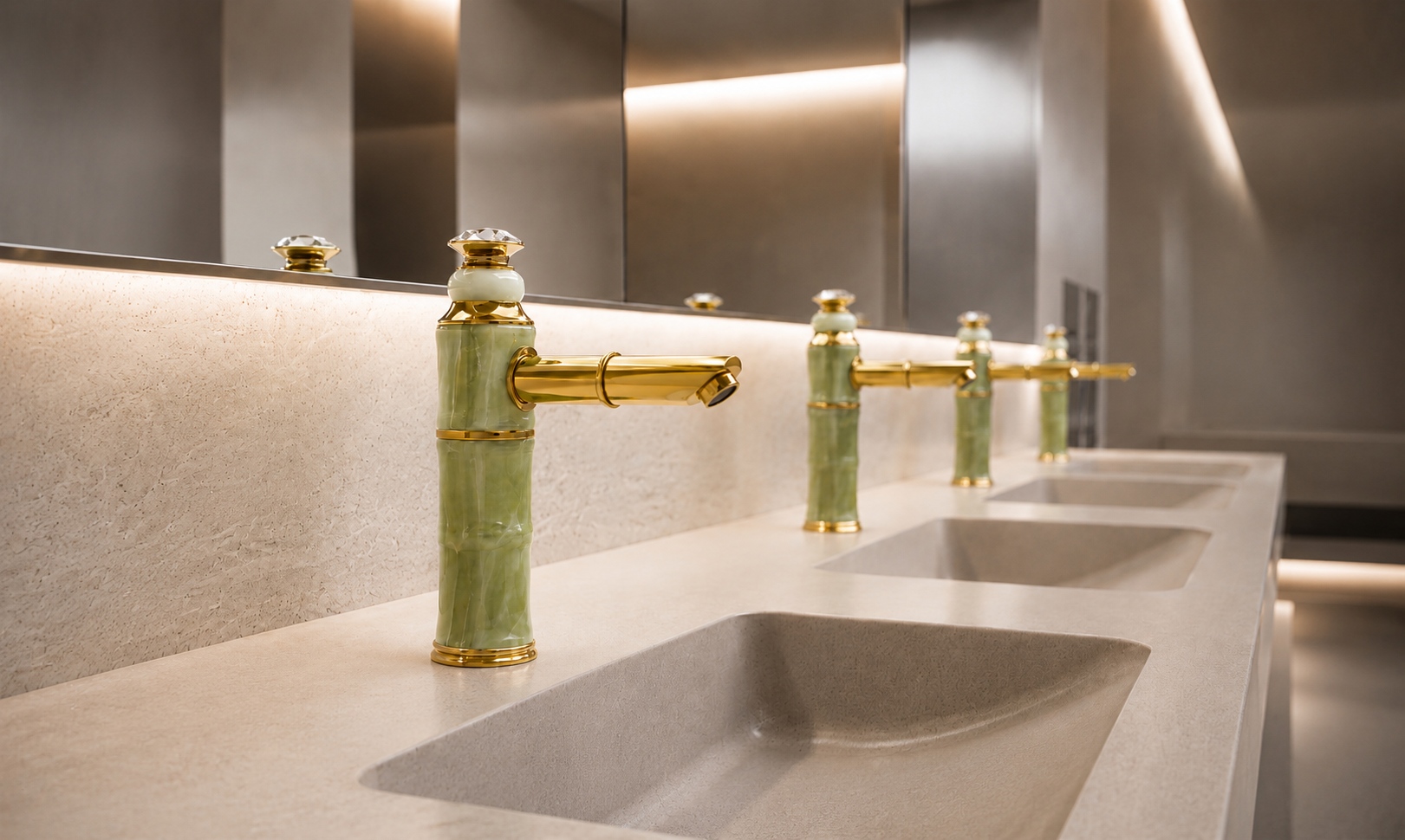 Black brushed gold dual tone widespread basin faucet for high-end terminal restroom fixture design
