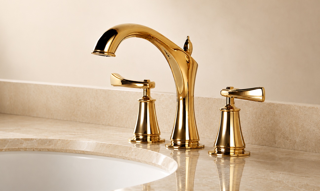Commercial airport restroom with premium touchless faucet stations for buyer guide specification